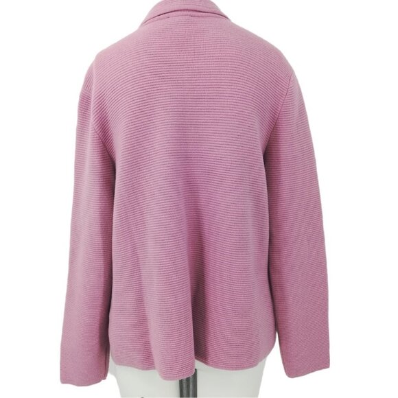Talbots Pink Open Front Ribbed Cardigan Sweater Size M Pockets Wool Long Sleeve - Picture 9 of 12